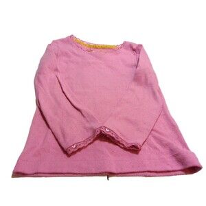 Boden Pink Long Sleeve T-Shirt Lace Geometic Pattern Sz. 4-5Y 110cm Cotton Blend